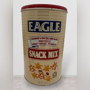 3/$18 Vintage Eagle Snack Mix Collectors Tin~ 11” tall x 7” Across- 32 oz. Metal
